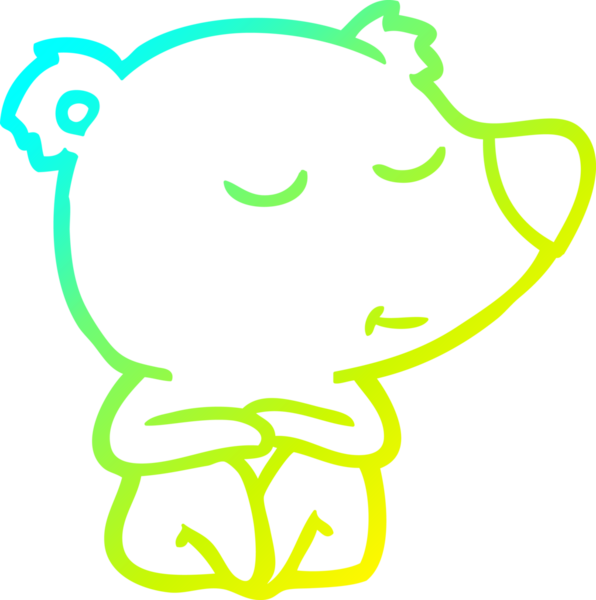 Bir insan tarafından çizilmiş mutlu bir kutup ayısının soğuk çizgi çizimi.