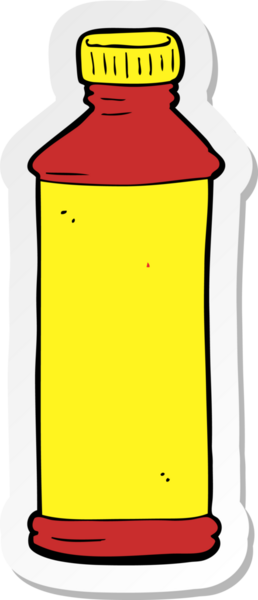 Bir insan tarafından çizilmiş çizgi film temizlik ürününün çıkartması.