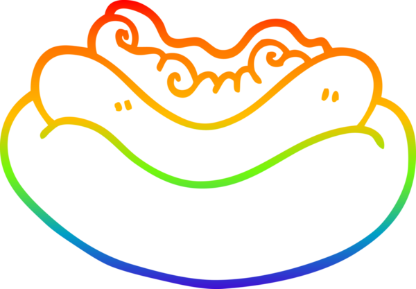 Gökkuşağı gradyan çizgisi bir insan tarafından çizilmiş bir sosisli sandviçin çizimi