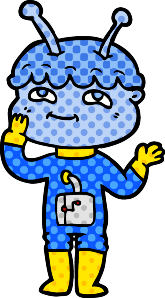 Bir insan tarafından çizilmiş karikatür uzay adamı.