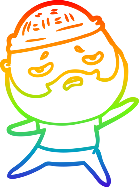 Bir insan tarafından çizilmiş sakallı, endişeli bir çizgi film çizimi.