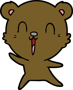 Bir insan tarafından çizilmiş mutlu çizgi film ayısı.