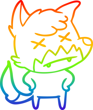 Gökkuşağı gradyan çizgi çizimi Bir insan tarafından çizilmiş ölü tilki