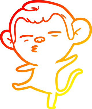 Bir insan tarafından çizilmiş şüpheli bir maymunun sıcak çizgi çizimi