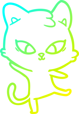 Bir insan tarafından çizilmiş bir çizgi film kedisinin soğuk gradyan çizgisi.