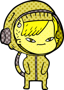 Bir insan tarafından çizilmiş astronot kadın.