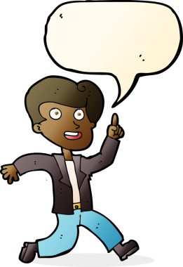 Bir insan tarafından çizilmiş konuşma baloncuğuyla harika bir fikri olan çizgi film adamı.