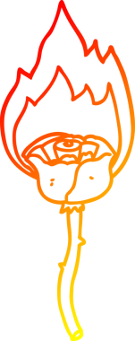 Bir insan tarafından çizilmiş alevli bir gülün sıcak çizgi çizimi