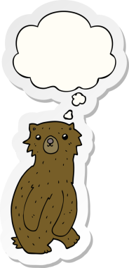 İnsan tarafından çizilmiş bir çıkartma olarak düşünce baloncuğu olan çizgi film ayısı.