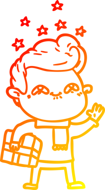 Bir insan tarafından çizilmiş, heyecanlı bir çizgi film çizimi.