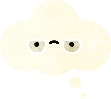 Bir insan tarafından çizilen düşünce baloncuğunun retro çizim tarzı karikatürü