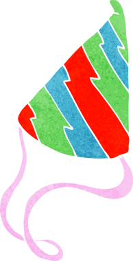 Bir insan tarafından çizilmiş karikatür parti şapkası.