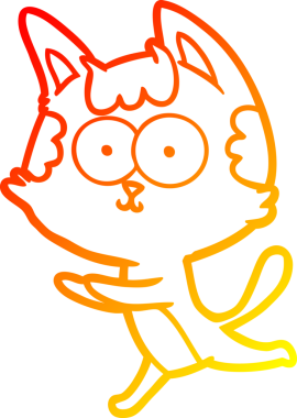 Bir insan tarafından çizilmiş mutlu çizgi film kedisinin sıcak çizgi çizgisi.