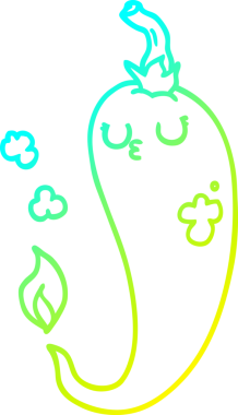 Bir insan tarafından çizilmiş sıcak kırmızı biber çizgi filminin soğuk gradyan çizimi