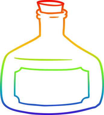 gökkuşağı gradyan çizgisi bir insan tarafından çizilmiş eski bir şişe karikatürü
