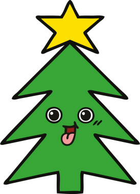 Bir insan tarafından çizilmiş güzel bir Noel ağacı karikatürü.