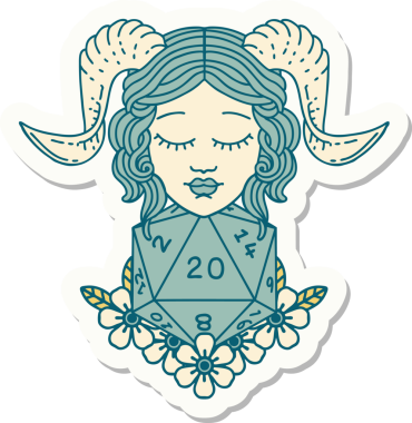 Bir insan tarafından çizilmiş doğal 20 D20 zarlı bir yapıştırma.