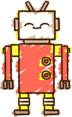 Bir insan tarafından çizilen Mutlu Robot Tebeşiri