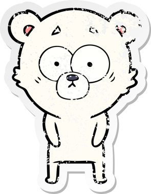 Bir insan tarafından çizilmiş şaşırmış bir kutup ayısı karikatürü.