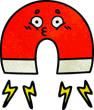 Bir insan tarafından çizilmiş mıknatısın grunge desen karikatürü