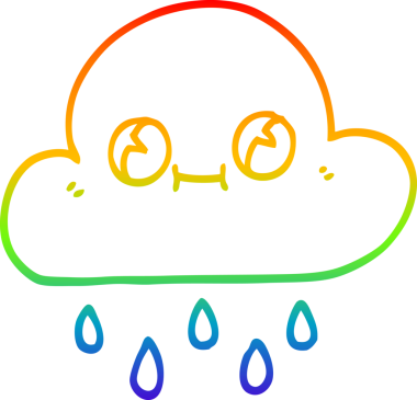 Bir insan tarafından çizilen yağmur bulutunun gökkuşağı gradyanı çizimi