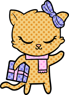 Bir insan tarafından çizilmiş sevimli çizgi film kedisi.
