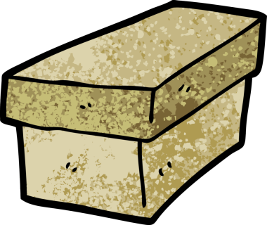 Bir insan tarafından çizilmiş karton kutu.