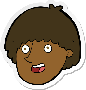 Bir insan tarafından çizilmiş mutlu erkek yüzü çıkartması.