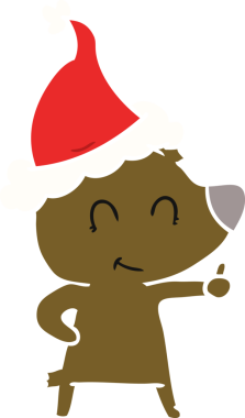 Dişi ayı eli, bir insan tarafından çizilmiş Noel Baba şapkasının düz renk çizimi.