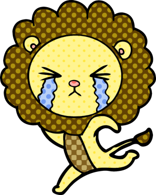 Çizgi film ağlayan aslan bir insan tarafından çekiliyor.