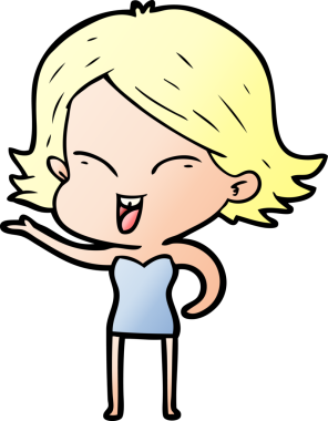 Bir insan tarafından çizilmiş mutlu çizgi film kızı.