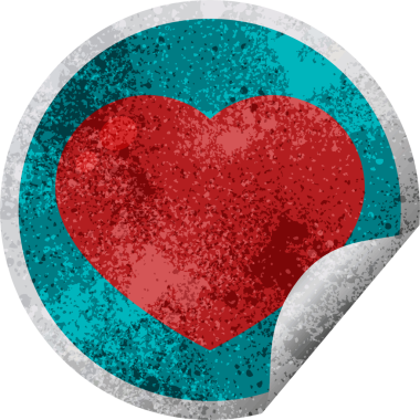 kalp sembolü grafik vektör çizimi bir insan tarafından çizilmiş dairesel etiket