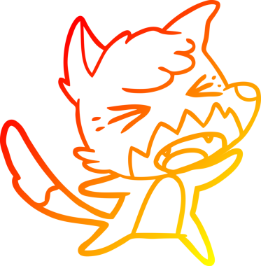 Bir insan tarafından çizilmiş kızgın bir tilkinin sıcak çizgi çizimi