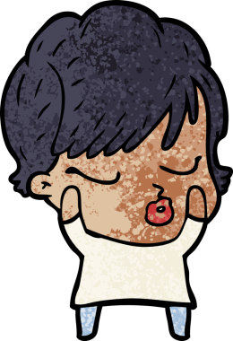 Bir insan tarafından çizilmiş gözleri kapalı çizgi film kadını.