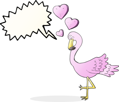 Bir insan tarafından çizilmiş serbest konuşma balonu flamingo karikatürü.