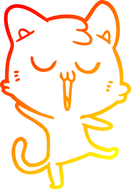 Bir insan tarafından çizilmiş çizgi film kedisinin sıcak çizgi çizimi