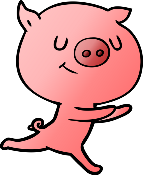 Bir insan tarafından çizilmiş mutlu çizgi film domuzu.