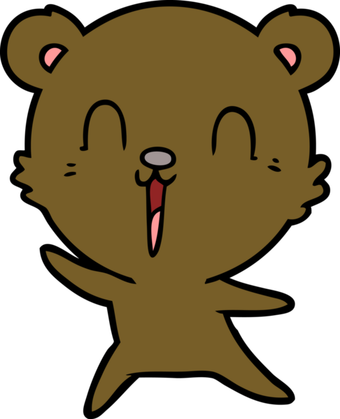 Bir insan tarafından çizilmiş mutlu çizgi film ayısı.