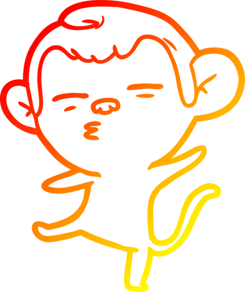 Bir insan tarafından çizilmiş şüpheli bir maymunun sıcak çizgi çizimi