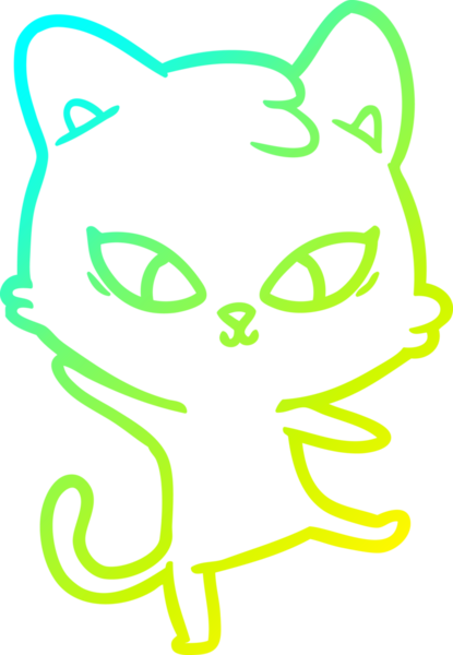 Bir insan tarafından çizilmiş bir çizgi film kedisinin soğuk gradyan çizgisi.