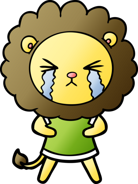 Bir insan tarafından çizilmiş ağlayan bir aslan.