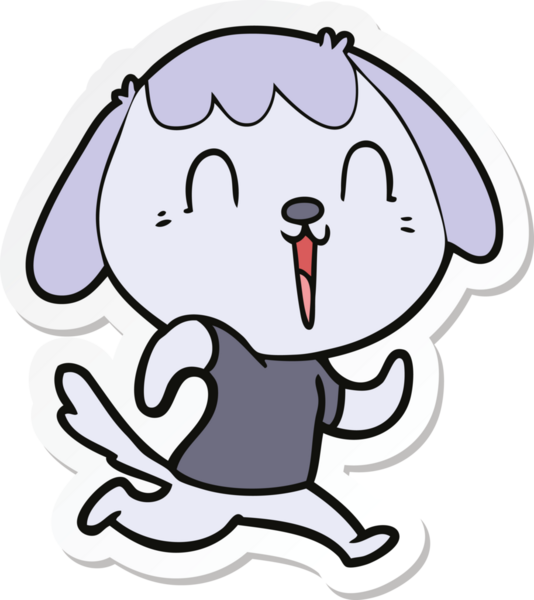 Bir insan tarafından çizilmiş şirin bir köpeğin çıkartması.