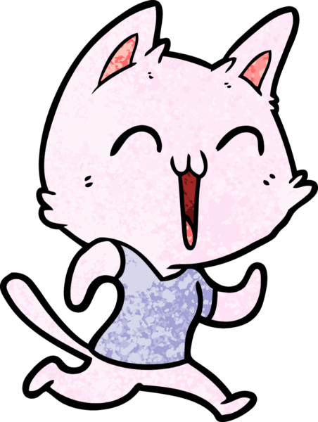 Bir insan tarafından çizilmiş mutlu çizgi film kedisi.