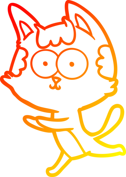 Bir insan tarafından çizilmiş mutlu çizgi film kedisinin sıcak çizgi çizgisi.