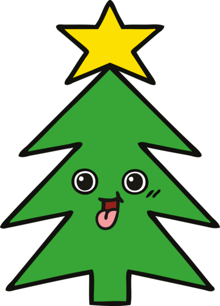 Bir insan tarafından çizilmiş güzel bir Noel ağacı karikatürü.