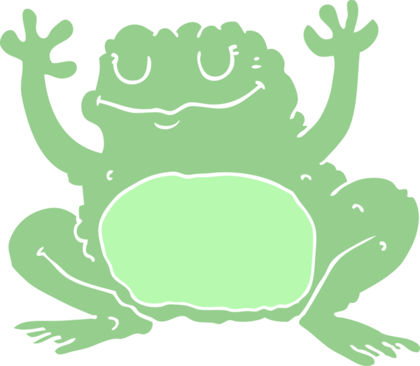 Bir insan tarafından çizilmiş düz renkli kurbağa.