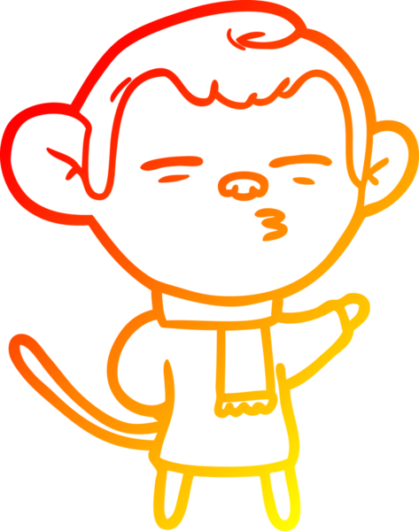 Bir insan tarafından çizilmiş şüpheli bir maymunun sıcak çizgi çizimi