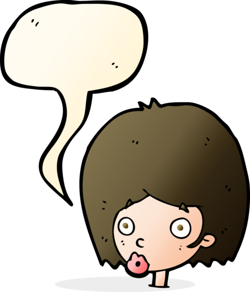 Bir insan tarafından çizilen konuşma baloncuğuyla kadın yüzü şaşırtılıyor.