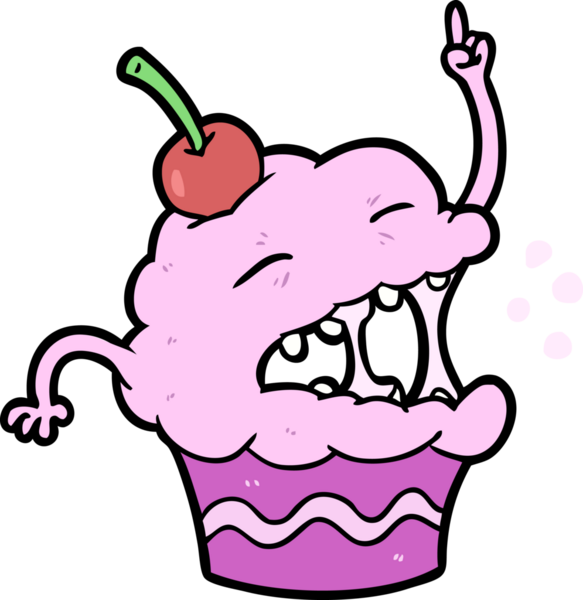 Bir insan tarafından çizilmiş komik bir kek.