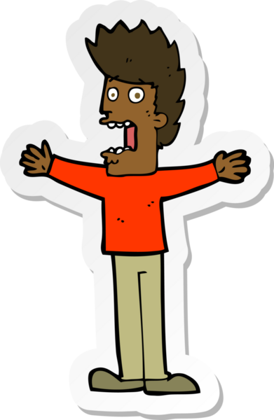 Bir insan tarafından çizilmiş bir karikatürün çıkartması.